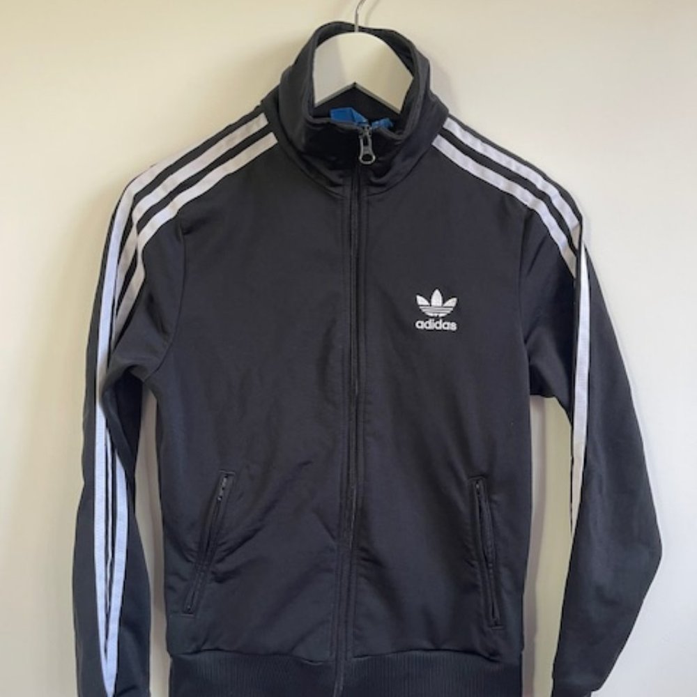 Classic Adidas signature track jacket with stand-up collar
